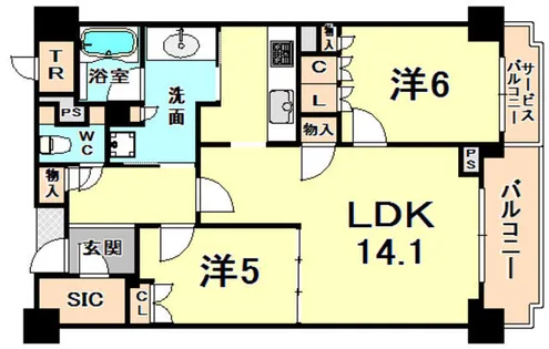ルネグラン夙川北名次【2階】の間取り