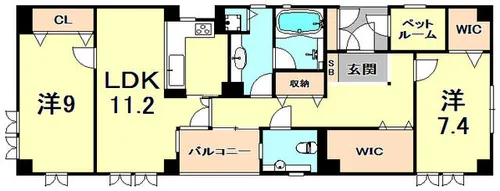 モンクレール夙川【1階】の間取り