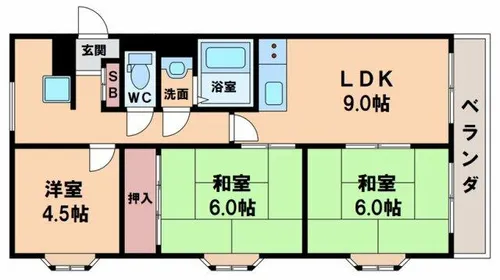 大生ハイツ【4階】の間取り