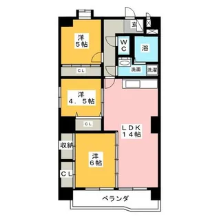 レジデンス栄光【6階】の間取り