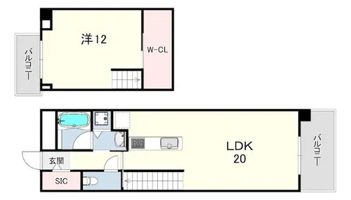 夙川フラット【3階】の間取り