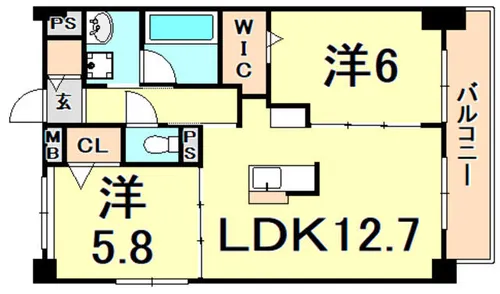 ミルト熊野【4階】の間取り