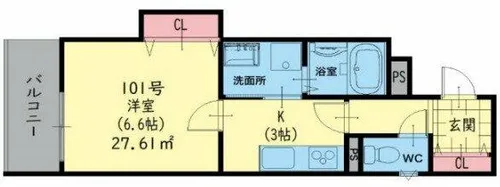 クリエオーレ小若江【1階】の間取り