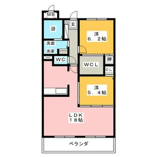 ソシア楠乃木藤が丘【2階】の間取り