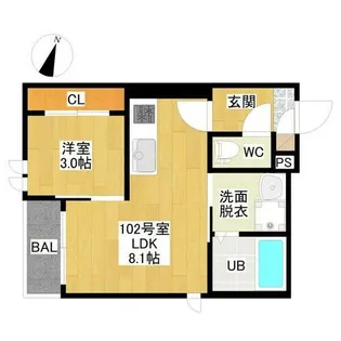GRANDTIC Quon鳴海【1階】の間取り