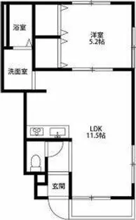 アンプルール リーブル 江松【1階】の間取り