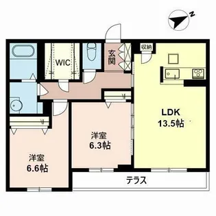 シャーメゾン・ジ・オートリテラス【1階】の間取り