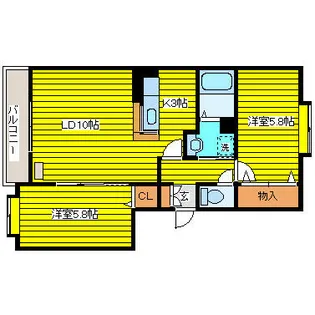 ヴィアーレあいの里Ⅱ【202号室】の間取り