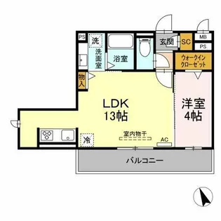 D-スクエア牛田【3階】の間取り