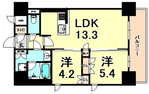 ブランシエスタ西宮【6階】の間取り