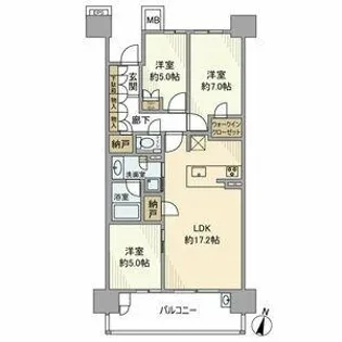 グランフォーリア【14号室】の間取り