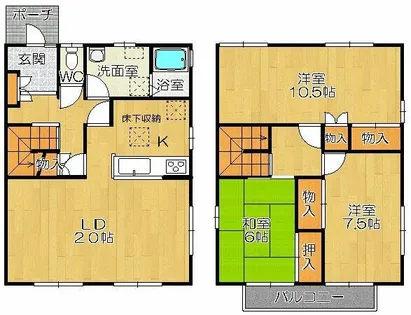 愛知県豊橋市つつじが丘3丁目【一戸建】の間取り