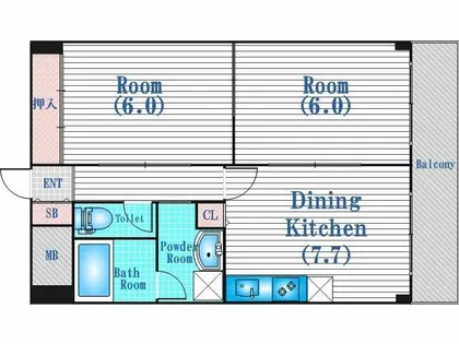 阪神ハイグレードマンション3番館【3階】の間取り