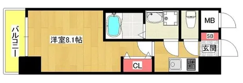 S-RESIDENCE阿波座WEST【1302号室】の間取り