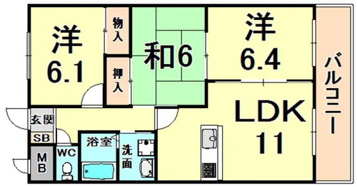 フローラルハイツ大道P2【4階】の間取り
