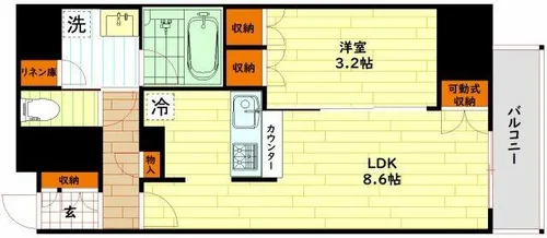 ザ・パークハビオ同心プレイス【8階】の間取り