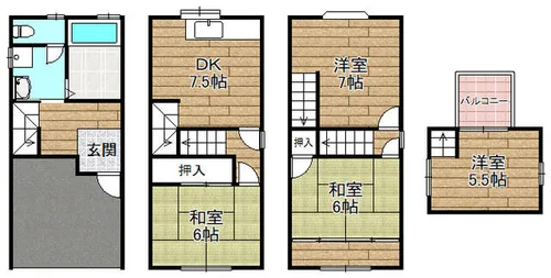 大阪府高槻市津之江町2丁目【一戸建】の間取り