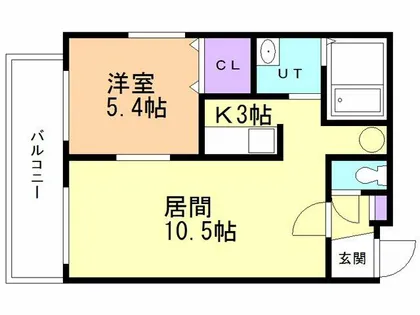 プレジャー室蘭駅前Ⅱ【403号室】の間取り