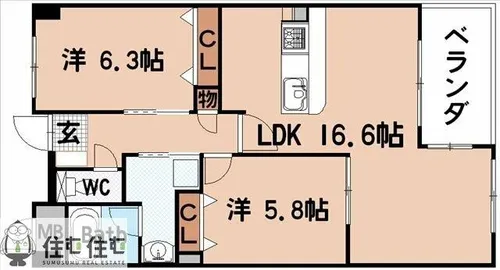 リアンヒロ【205号室】の間取り