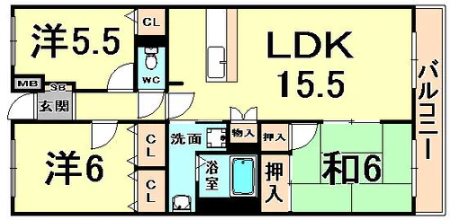 コンフォート南野【1階】の間取り