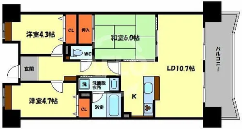 グレイスコート上本町【5階】の間取り