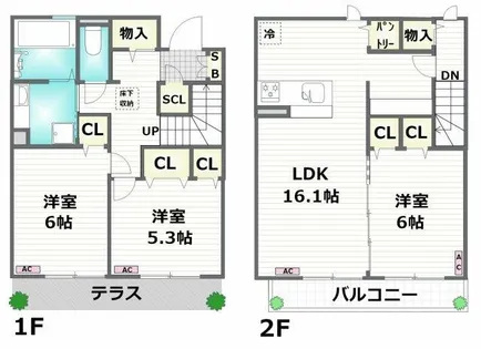 かぼく 南館【2号室】の間取り