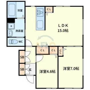 コスモ西今川【2階】の間取り