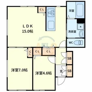 コスモ西今川【1階】の間取り