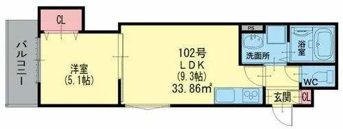 ラモーナ巽北Ⅱ【1階】の間取り