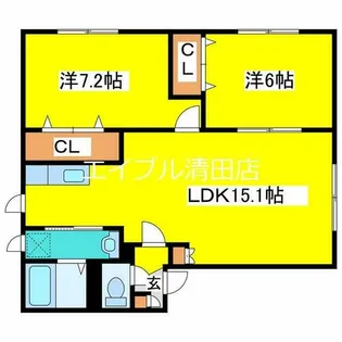 イーストパークハイツⅡ【203号室】の間取り
