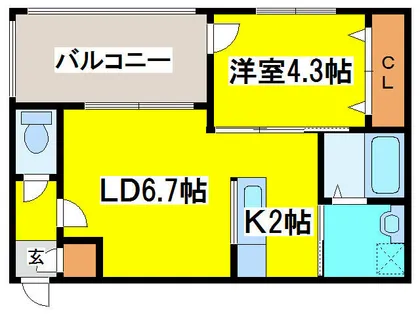 ENCHAN-THE環状通東【2階】の間取り
