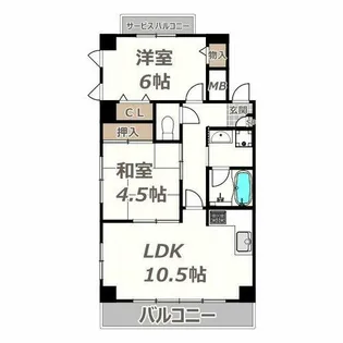 ハピネス武庫之荘北【201号室】の間取り