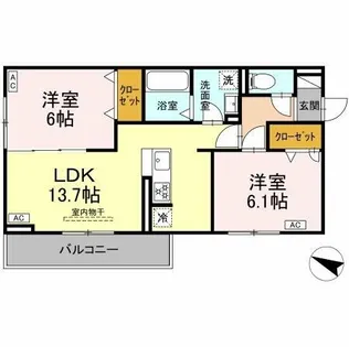 カーサ・カルーナ【201号室】の間取り