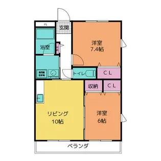 2LDKの間取り画像