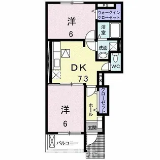 プリムローズ イースト【1階】の間取り