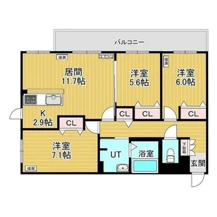 レジデンス白石中央Ⅲ【102号室】の間取り