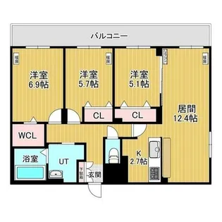 レジデンス白石中央Ⅲ【301号室】の間取り