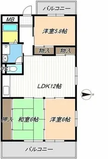 第5グランドハイツ服部【0305号室】の間取り