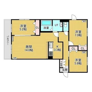 レジデンス白石中央Ⅳ【301号室】の間取り