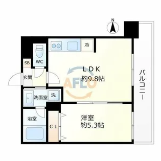 クレグラン北梅田【5階】の間取り