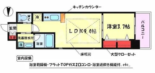 アーバネックス北久宝寺【12階】の間取り