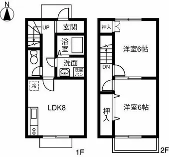 愛知県春日井市大留町2丁目【テラスハウス】の間取り