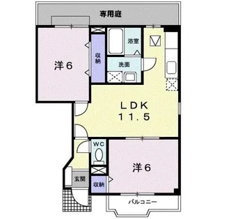 サン・ウエストⅡ【1-B号室】の間取り