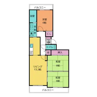 コープ野村新安城 B棟【6階】の間取り