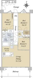 プレティナレジデンス植田【3階】の間取り