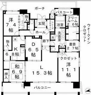 ロイヤルパークスなんば【14階】の間取り