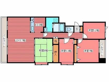 リーベンデール月寒中央【13階】の間取り