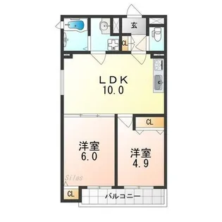 CASA CALMA菱木【3階】の間取り