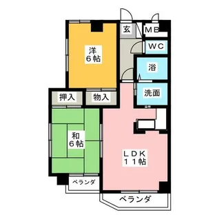 リバーハイツ【4階】の間取り
