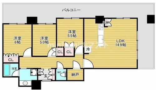 上本町ヒルズマーク【27階】の間取り